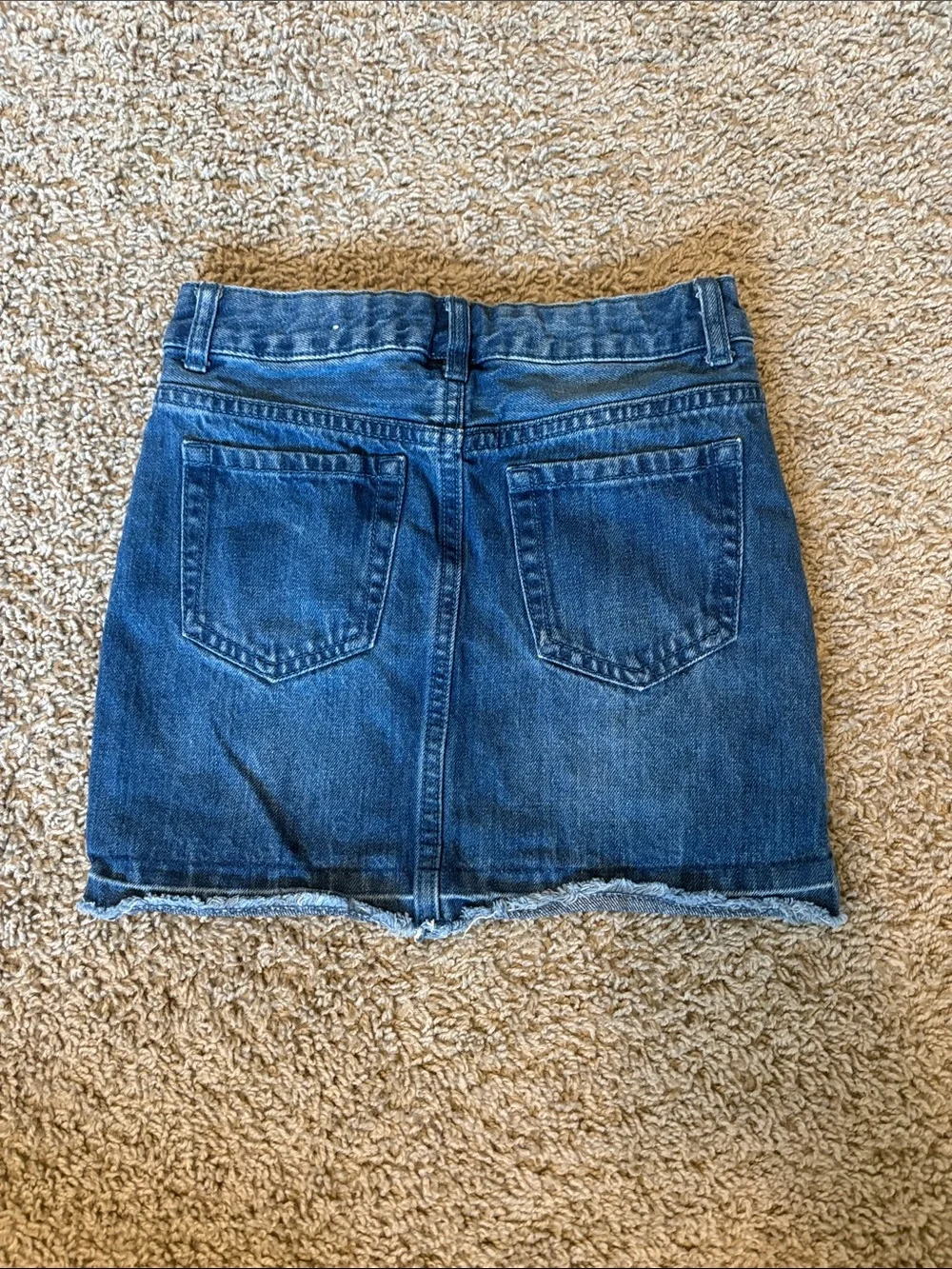 Classic Distressed Denim Skirt - Blue